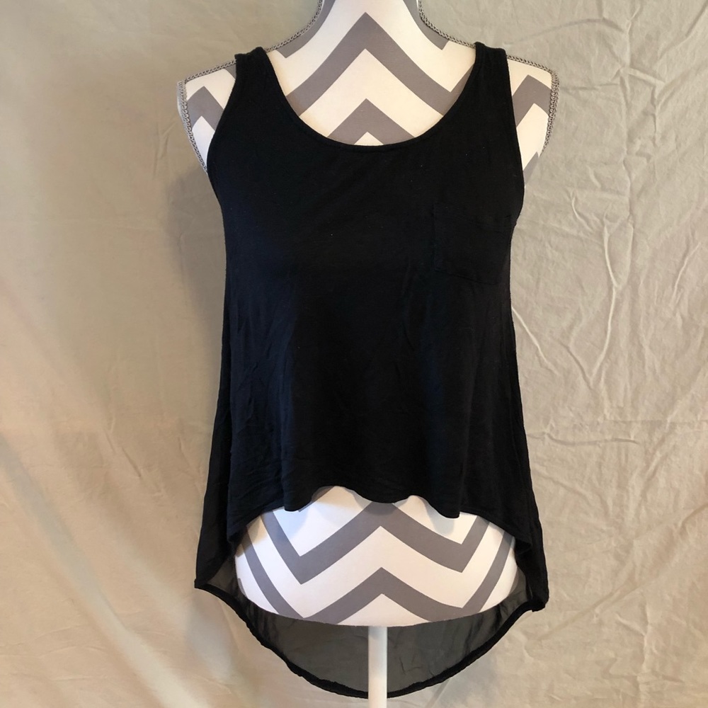 Black Hi-Low Top with sheer back